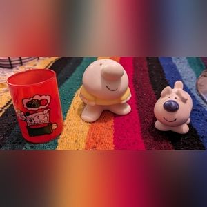 Set of 3 ziggy and his dog items- salt and pepper shakers, and candle holder